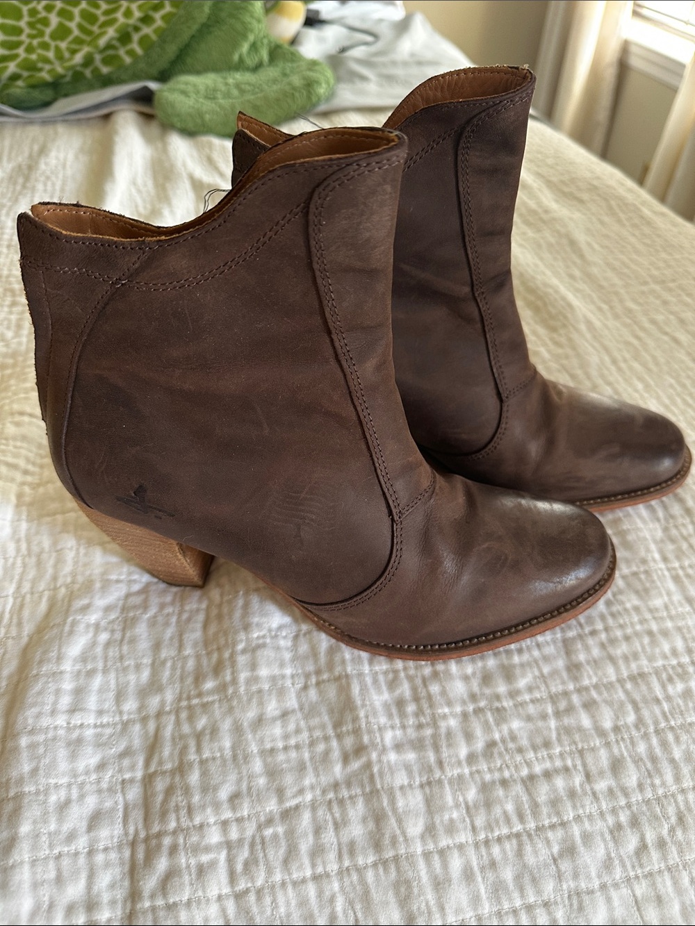 Women's Brown Leather Ankle Booties - Classic Western-Styled Boot